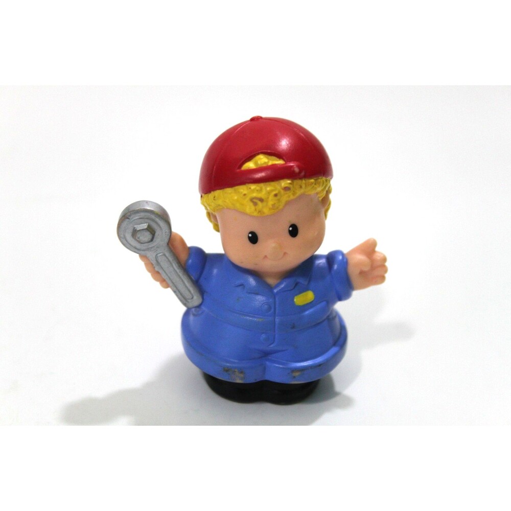 Fisher Price Little People Eddie Auto Mechanic Figure Red  Hat Work Uniform Toy